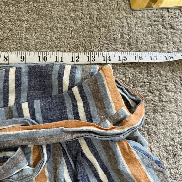 Striped Wide Leg Pants Linen Blend Medium Current Air Beachy Lounge Leisure - Picture 4 of 11